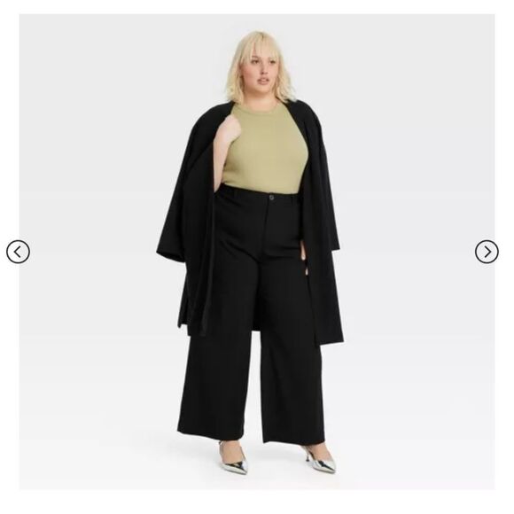 🆕👖Wide-Leg High-Rise Trouser Pants - Black - Picture 1 of 6